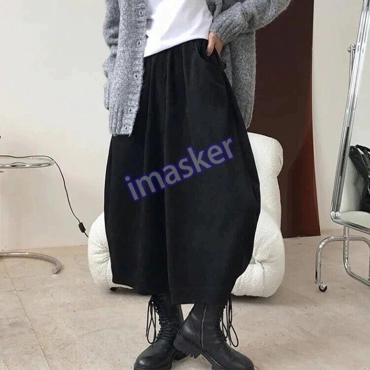 Womens Japanese Loose Wide Legs Cropped Harem Pants Casual Bloomers Trousers