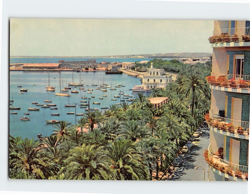 Postcard Port and Esplanade Alicante Spain
