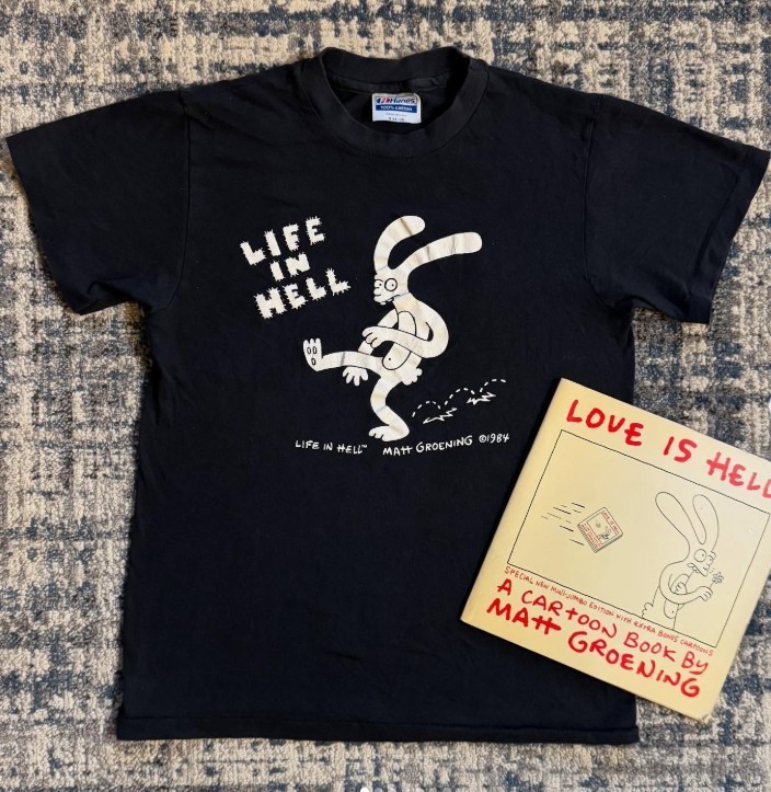 1984 MATT GROENING LIFE IS HELL TEE & 1986 LOVE IS HELL Vintage T Shirt S-5XL