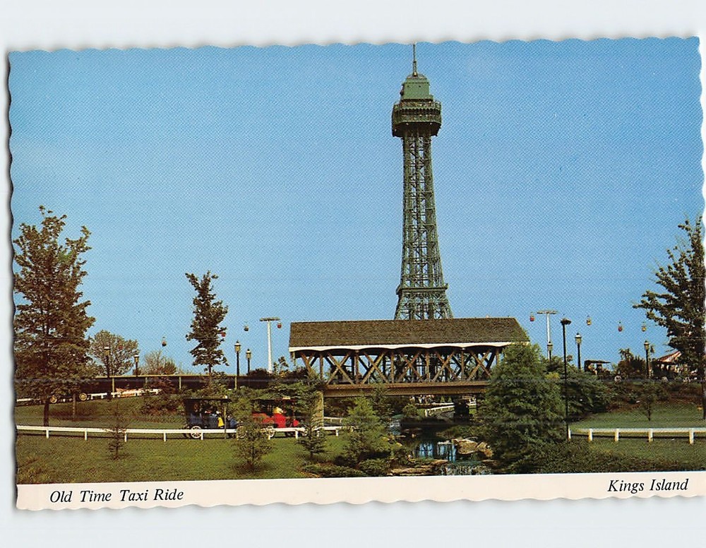 Postcard Old Time Taxi Ride Kings Island Mason Ohio USA