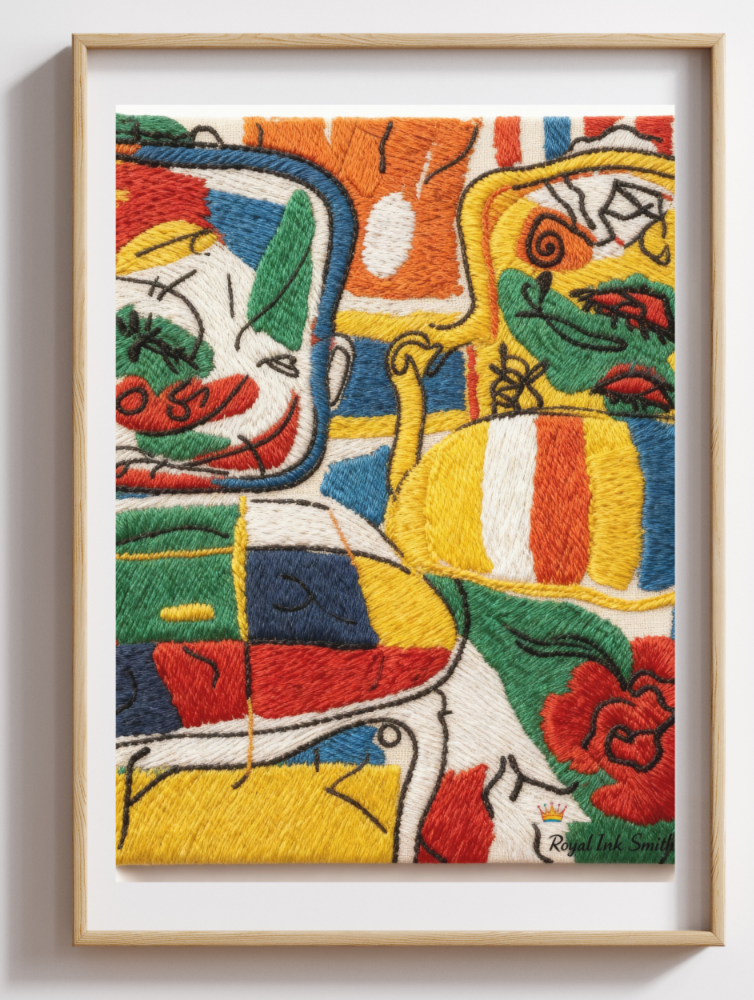 Art Deco Chair Wall Art Embroidered Print on Canvas 3D
