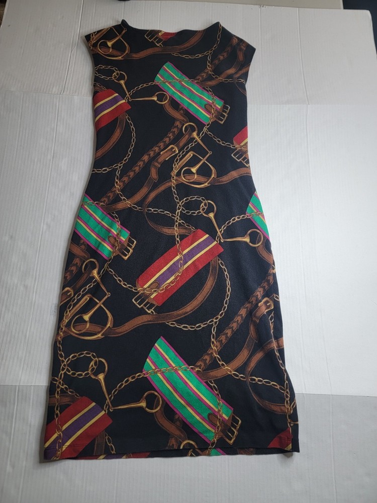 ralph lauren Size XS Strap And Chain  Sleeveless A-line Black Dress