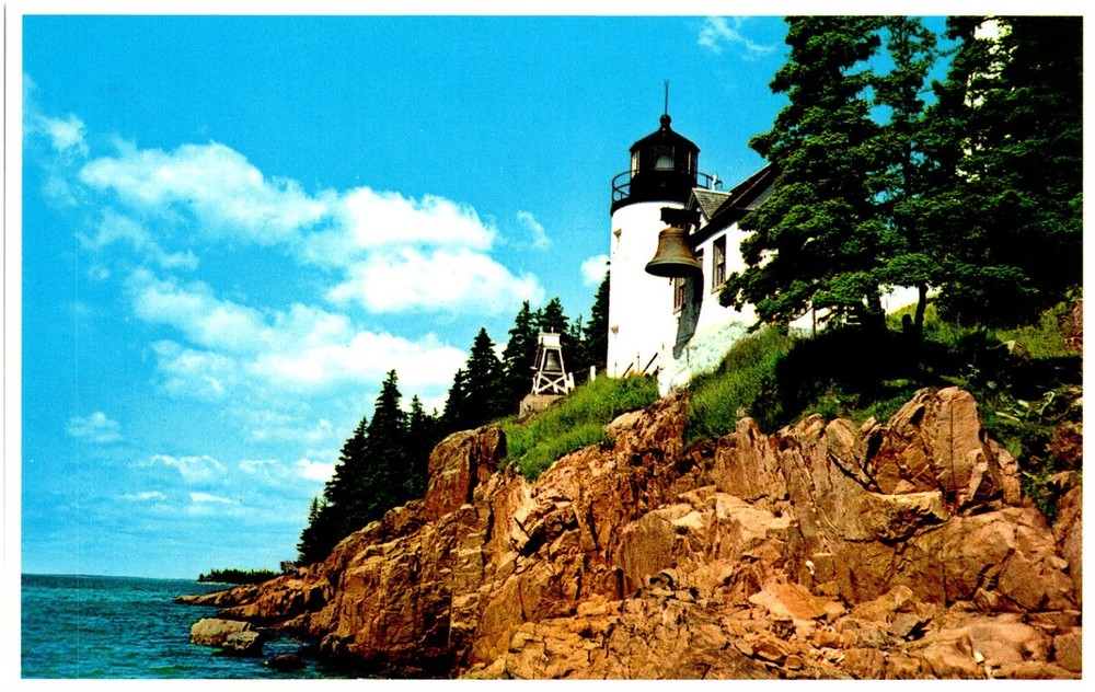 Bass Harbor Light Acadia National Park Mt. Desert Island Maine Chrome Postcard-image