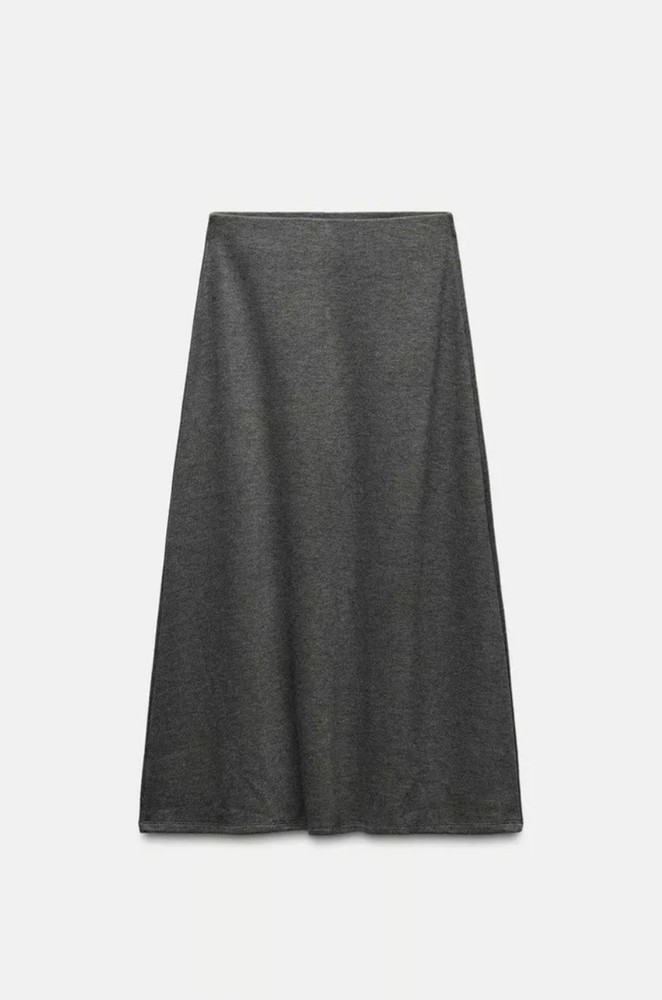 NWT Zara Women's Soft Midi Skirt A-line Gray New Brand Size M