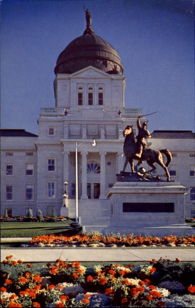 State Capitol Building Helena Montana MT General Meagher statue horse 1960s