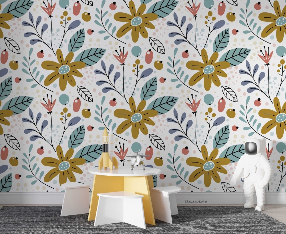 3D Flowers Leaves Flora Pattern Wall Murals Wallpaper Murals Wall Sticker