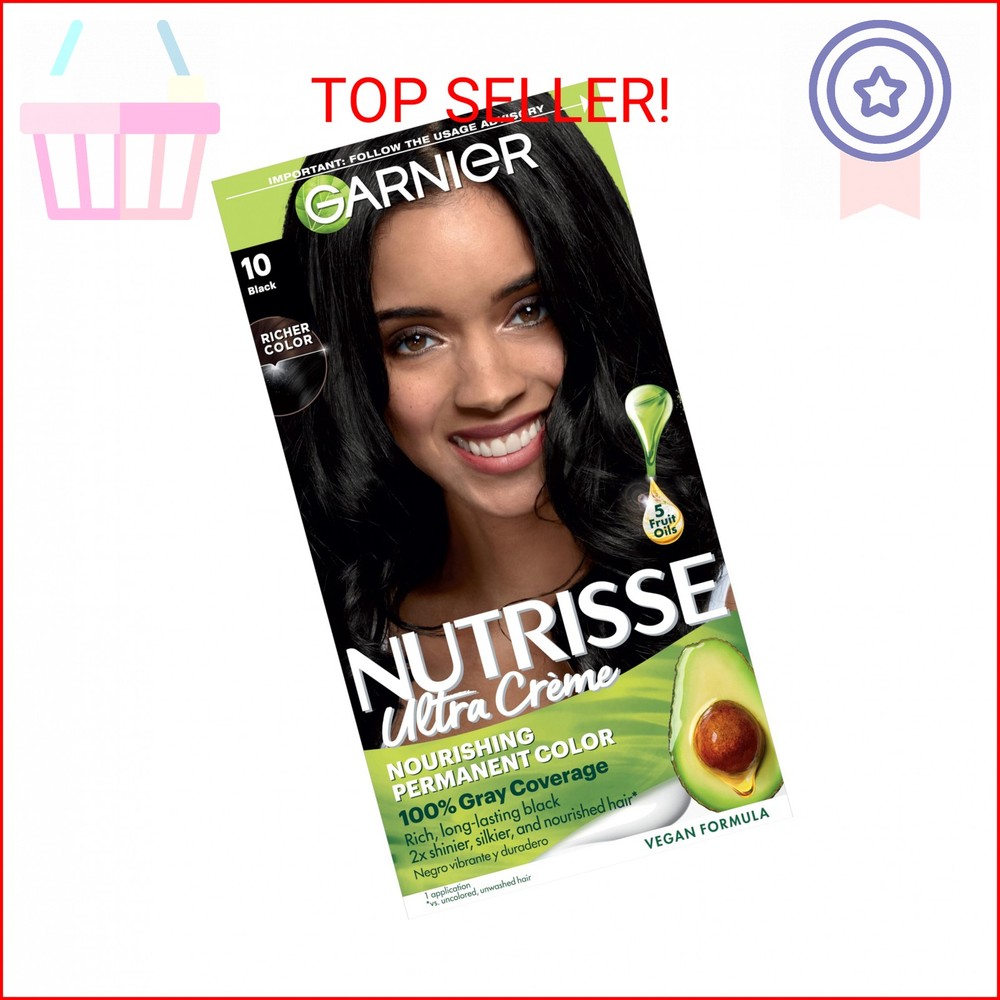 Garnier Nutrisse Ultra Crème Hair Color, Permanent Hair Dye with 100% Gray Cover