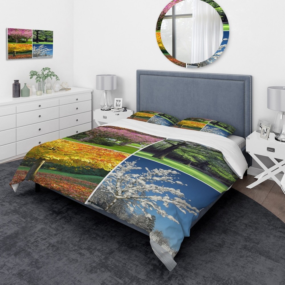 Designart 'Four Seasons Trees Collage' Traditional Bedding