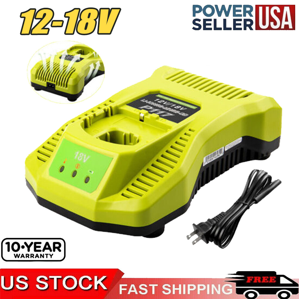 P117 Charger For RYOBI P108 18V One Plus P102 High Capacity Lithium-Ion Battery