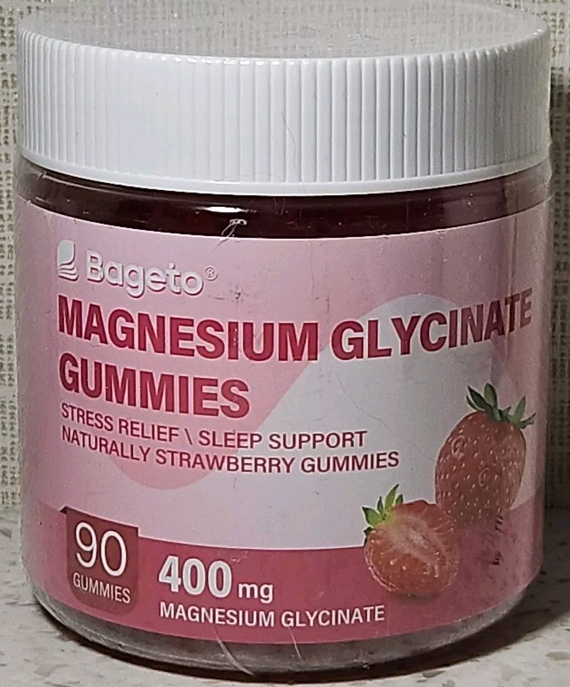 Bageto Magnesium Glycinate Gummies 90 Count Stress Relief Sleep Support 09/2026