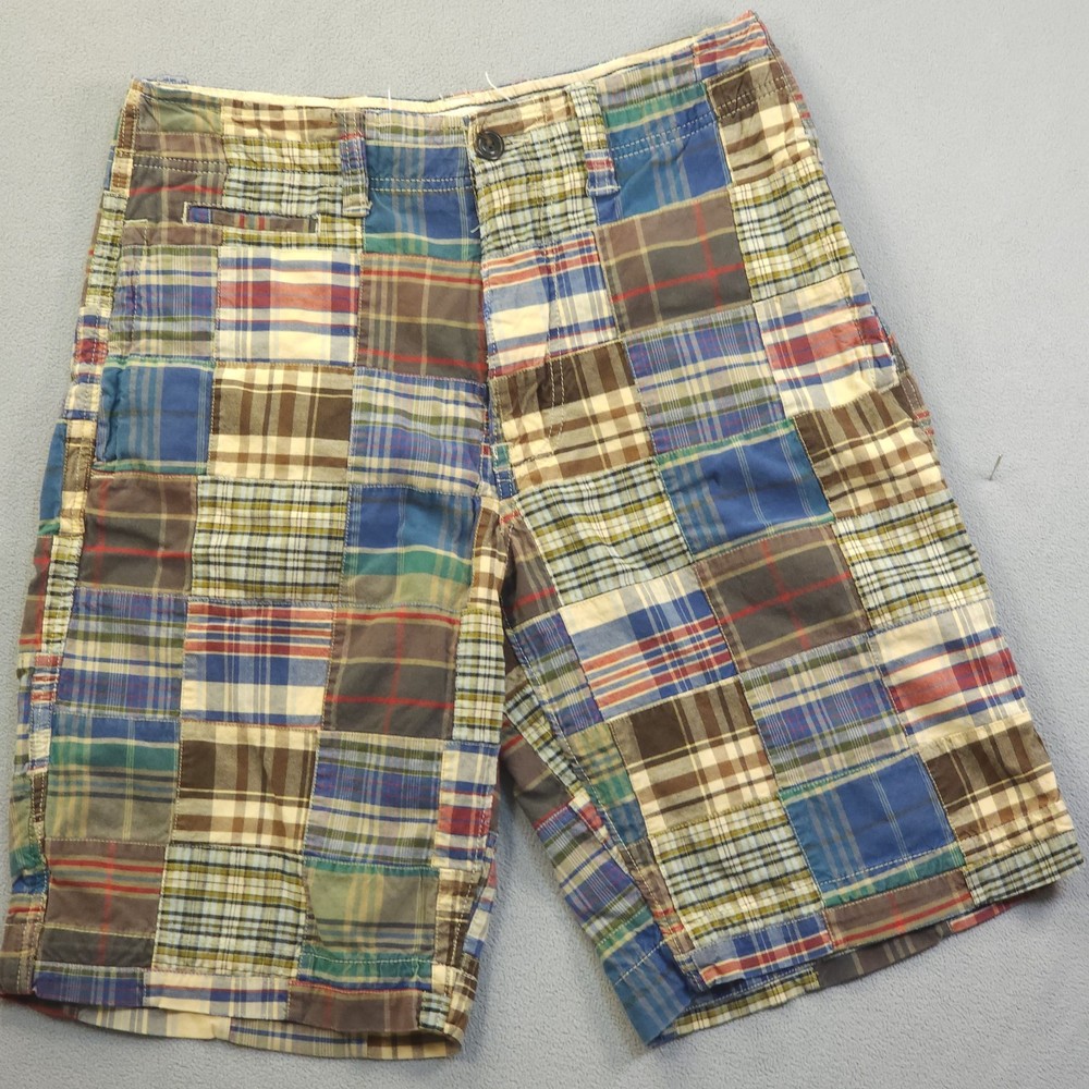 American Eagle Men's AE Shorts, Size 30 Madras Plaid Patchwork Y2K Longer