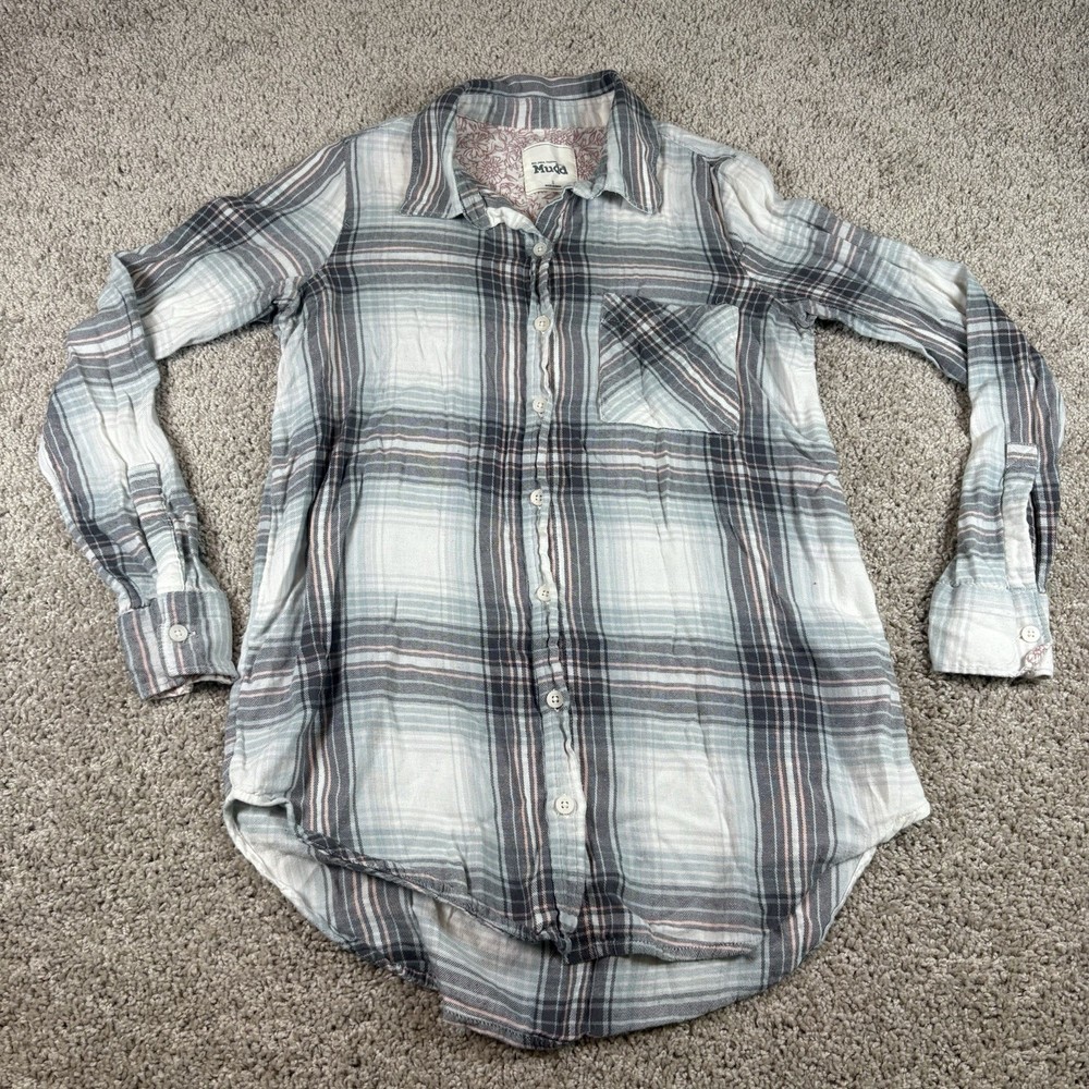 Mudd Plaid Button Down Shirt Women’s Small Long Sleeve Casual Flannel