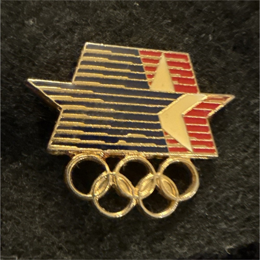 Olympics Olympic Rings Star Design Blue Red White Enamel Lapel Pin Pinback
