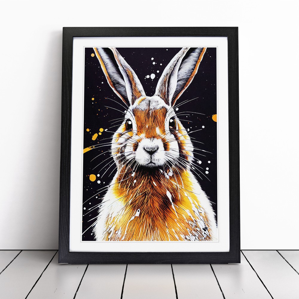 Paint Splashed Hare No.4 Wall Art Print Framed Canvas Picture Poster Decor