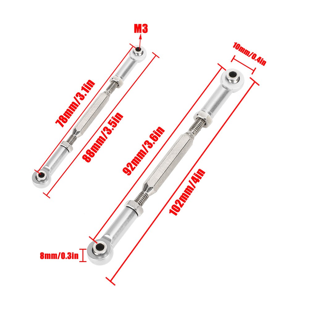 6Pcs RC Car Turnbuckle Push Rod Set for 1/10 1/8 Scale RC Models
