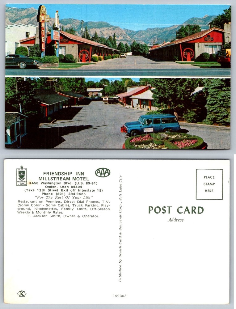 Friendship Inn Millstream Motel Ogden Utah Vintage Chrome Postcard