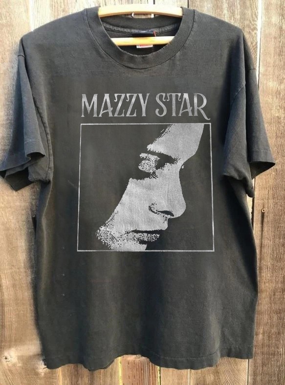 90s Vtg Rare Mazzy Star Rock Band Basic Style Charcoal T shirt NH26479