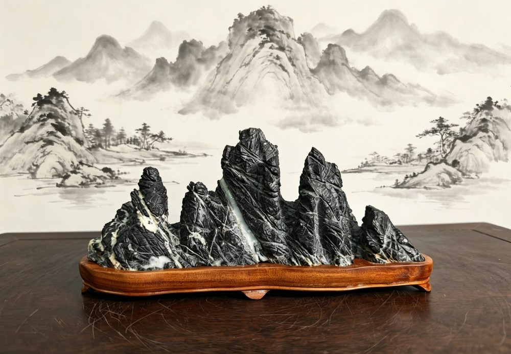 #1129.natural chinese Suiseki Bonsai LingBi mountain stone-chinese art stone