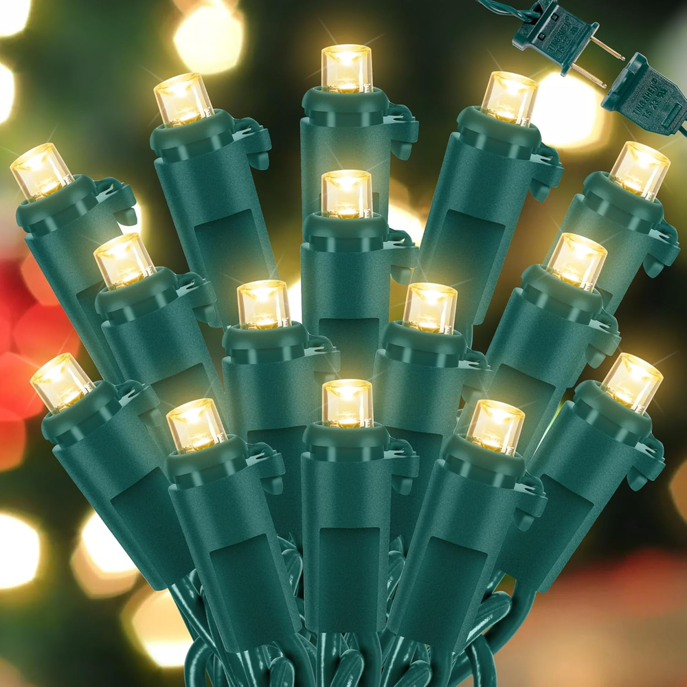 LED Christmas Lights, Mini Led Lights Outdoor Indoor Plug in Waterproof String L