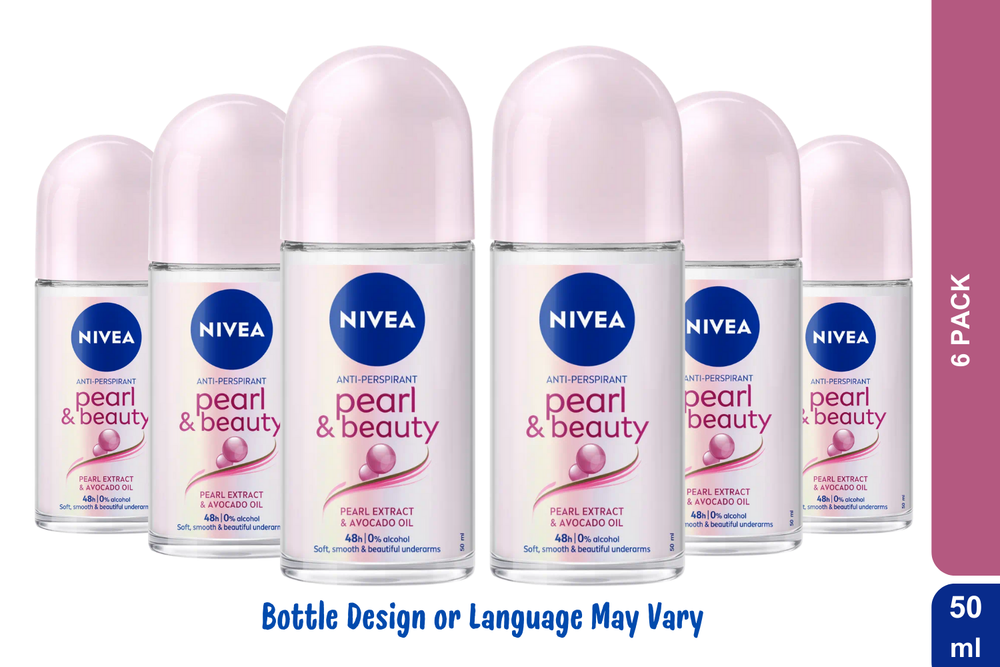 Nivea Pearl Beauty Roll-On Deodorant 50ml Fresh Elegant Pack of 6