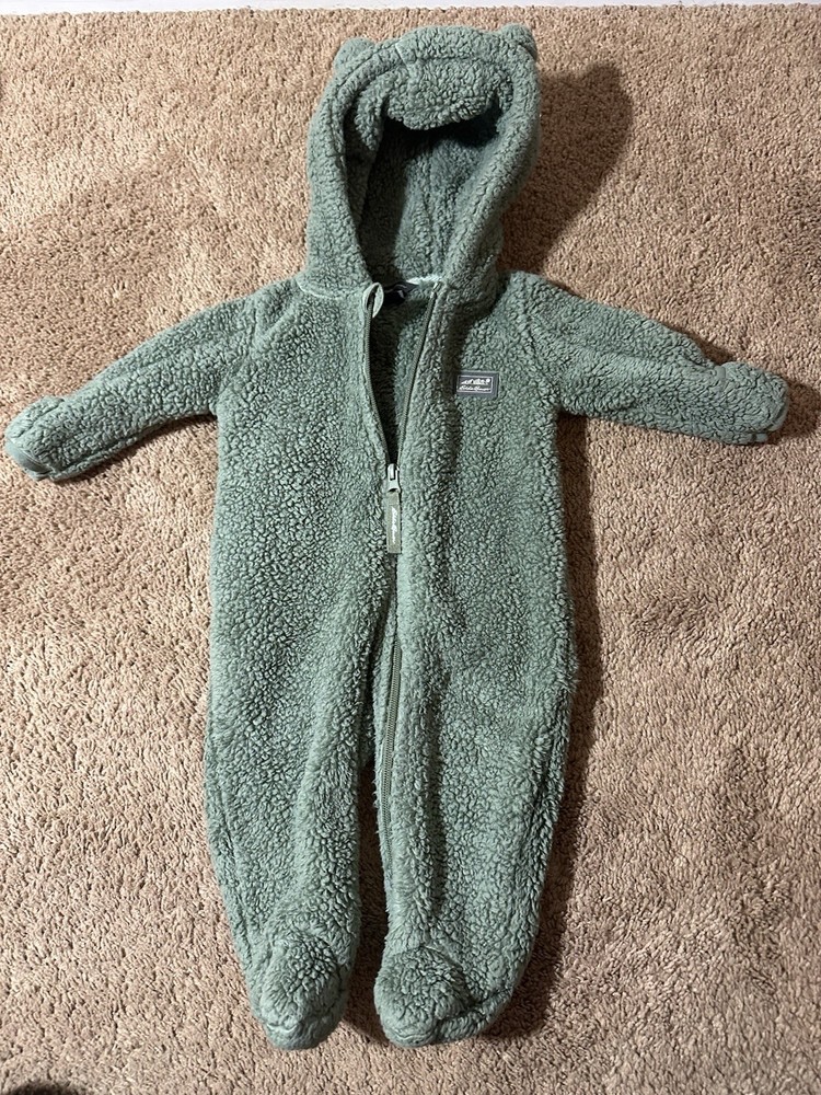Eddie Bauer Baby Bear One-Piece Bunting Teddy Green Size 3-6 Months
