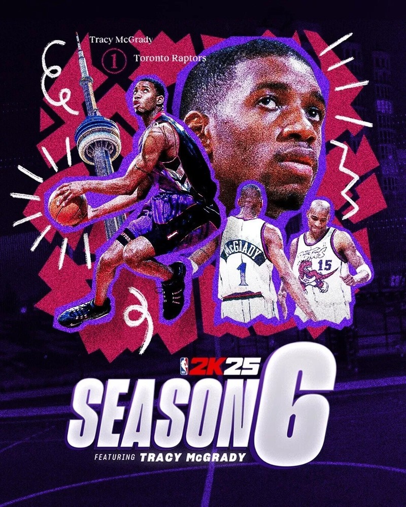 Tracy McGrady Toronto Raptors NBA 2K25 Season 6 New 2025 Poster