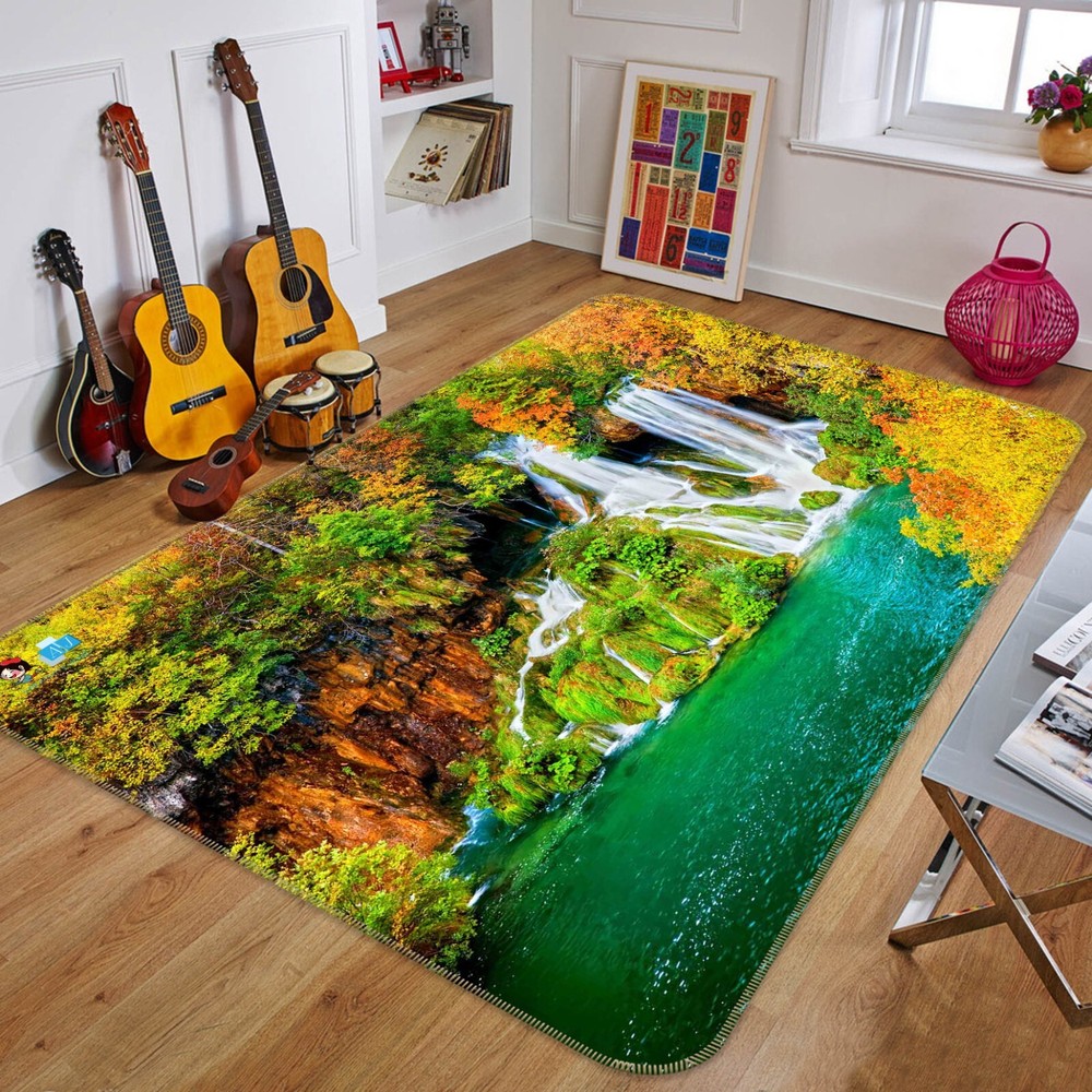 3D Waterfall Lake ZHUC2839 Game Non Slip Carpet Mat Photo Carpet Amy