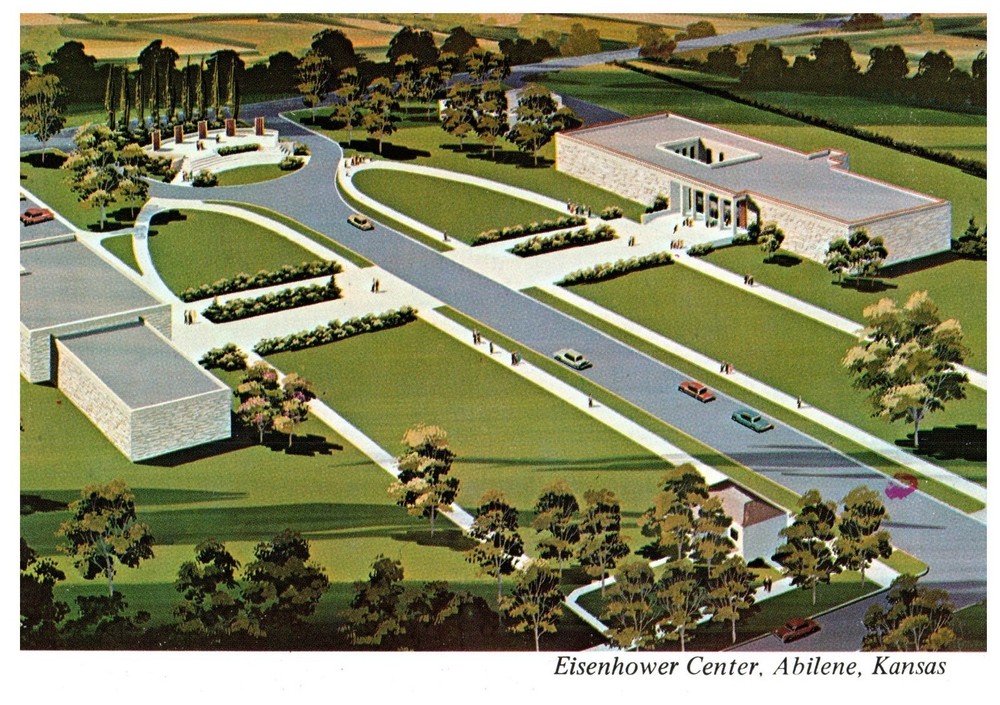 Postcard Aerial View Eisenhower Center, Abilene KS Kansas VTG