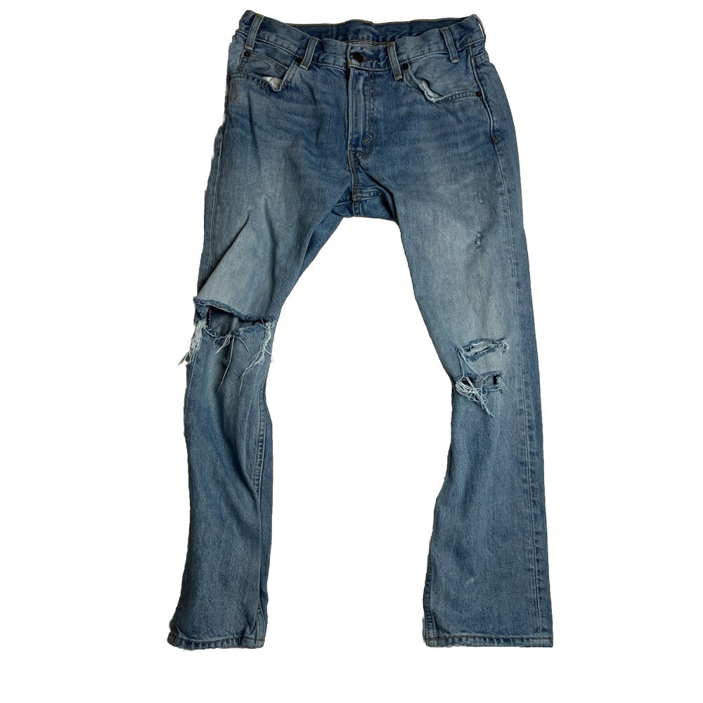Levi's 505 Jeans Womens 28 Orange Tab Distressed Straight Leg Blue Denim 30x27