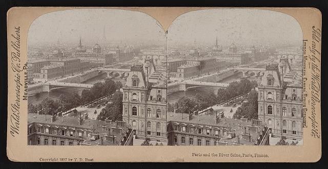 Photo:Paris France 1897 River Seine Cityscape Stereoview Print