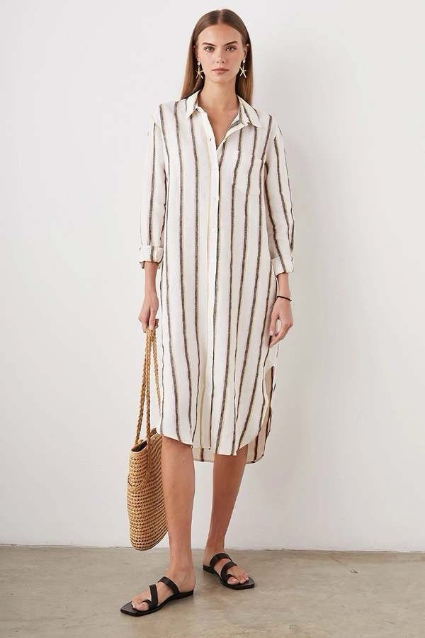 Anthropologie Rails Val Linen Shirt Dress Women’s Medium in Hermosa Stripe