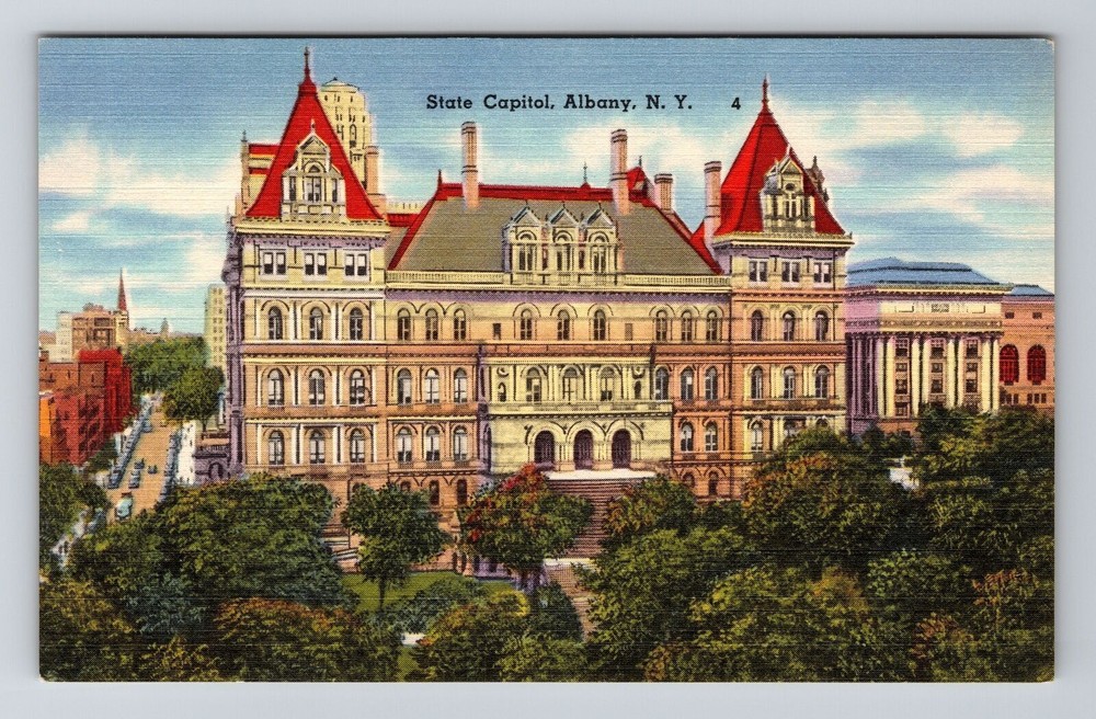 Albany NY-New York, State Capitol, Exterior, Vintage Postcard