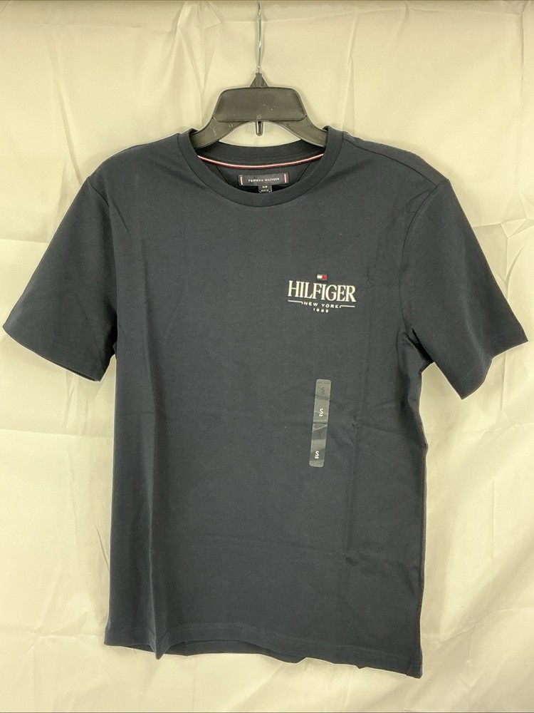 Tommy Hilfiger Navy T Shirt Graphic Crew Neck Logo Size S/P