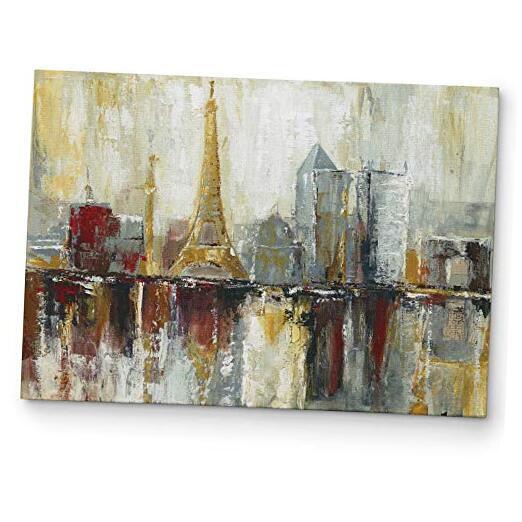 Abstract Paris City Skyline Wall Art 30x40 Inches Modern Canvas Décor  -image