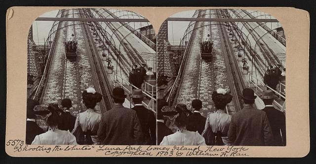 Coney Island New York Luna Park Shooting the Chutes Stereograph c1903