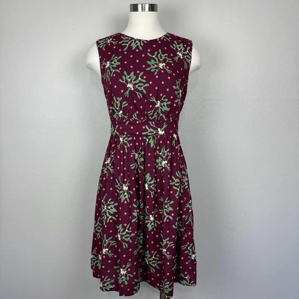 Modcloth x Emily and Fin NWT Lucy Too Much Fun Dress Size L Fit & Flare Maroon