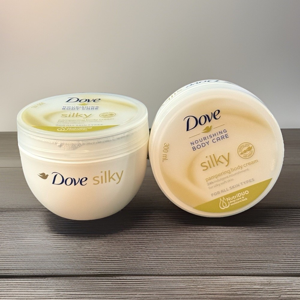 DOVE Silky Nourish Body Cream 10.14oz X2 24H NutriDUO Deepcare Moisture Lock