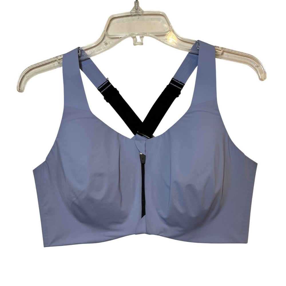 Knix Sports Bra Catalyst Zip Front Racerback Wireless Purple Blue Size 7