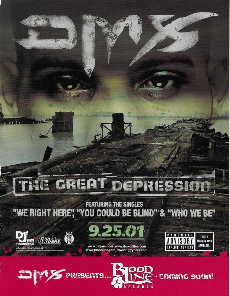 DMX Rare VINTAGE 2001 PROMO TRADE AD Poster for Great Depression MINT 8.5x11