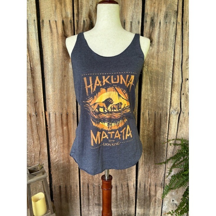 Disney Lion King Hakuna Matata Tank Top Women's Large Gray Racerback Graphic Tee
