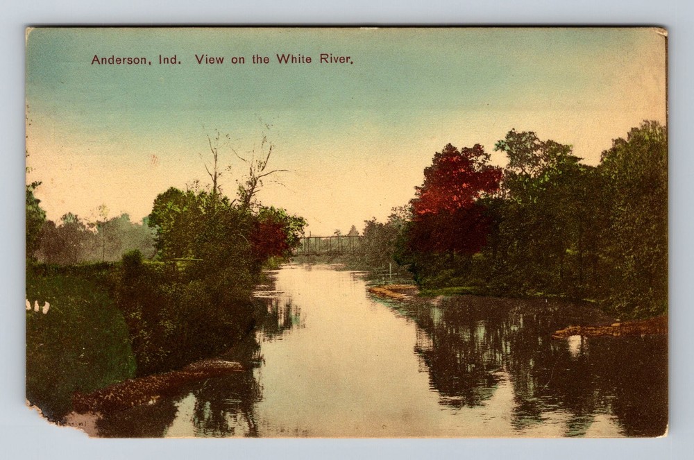 Anderson IN-Indiana, View on the White River Vintage Postcard