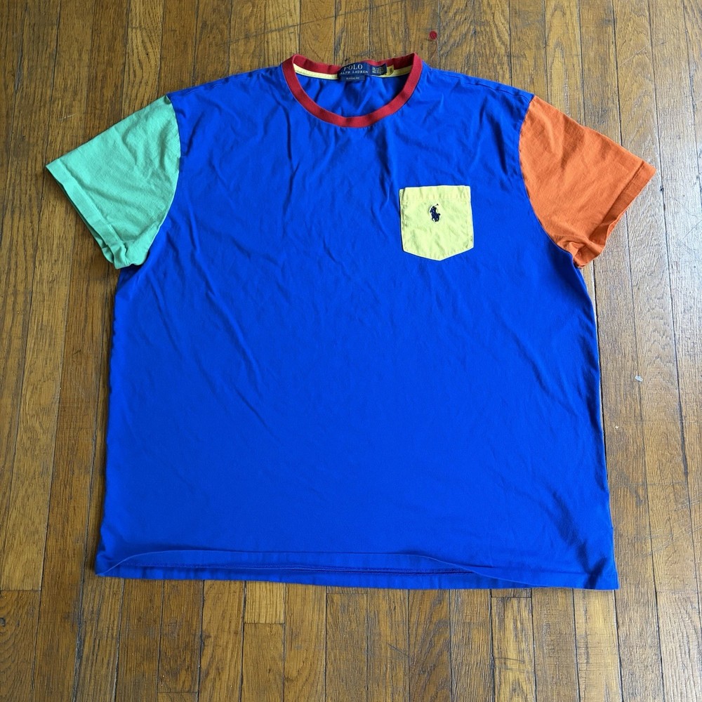 Polo Ralph Lauren Classic Fit Colorblock Pocket T-Shirt Mens Size 2XL Multicolor