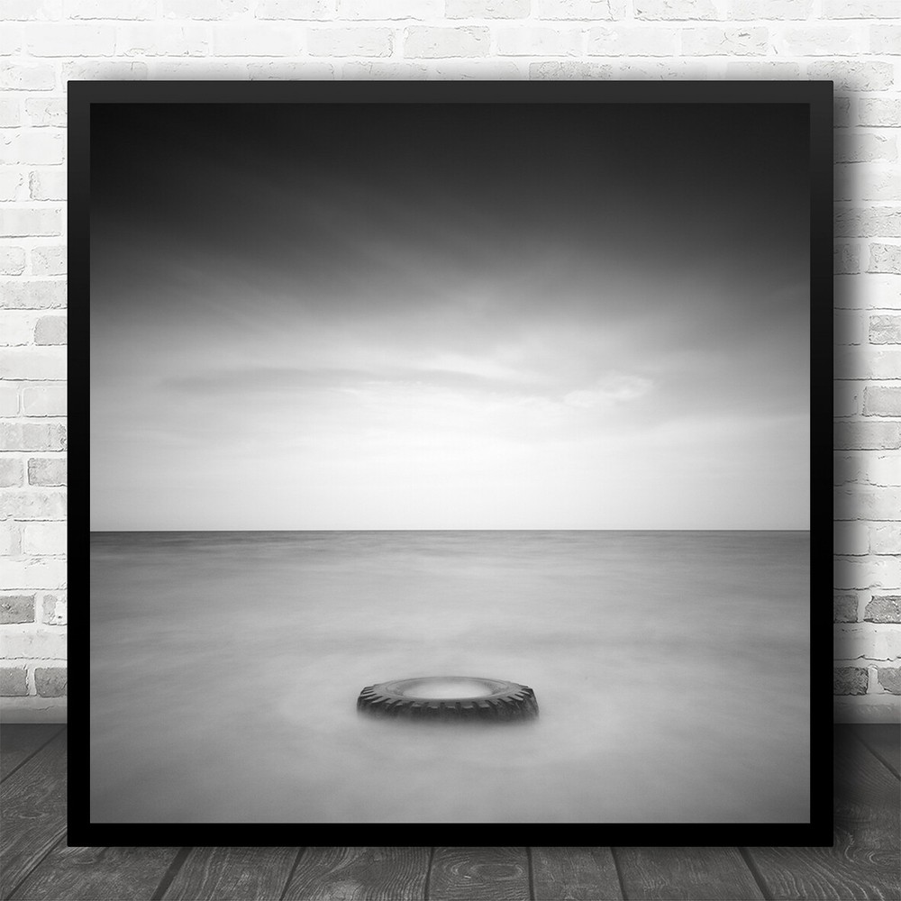 Abstract Minimalism Seascape Waterscape Tire Wheel Milky Silky Square Art Print