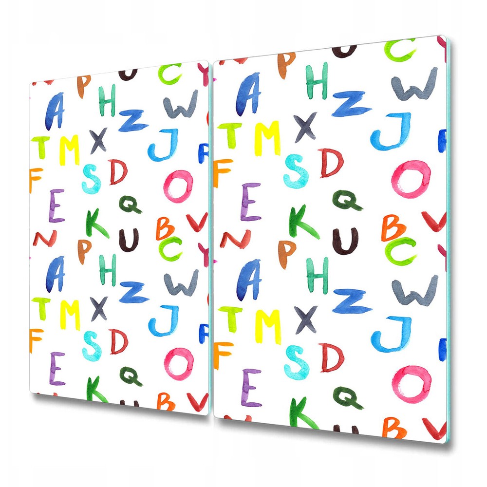 Glass Worktop Kitchen Chopping Board Colourful letters Watercolour for 2x30x52