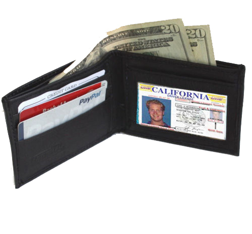 Black Genuine Leather Men's 6 Card Holder Bifold Wallet