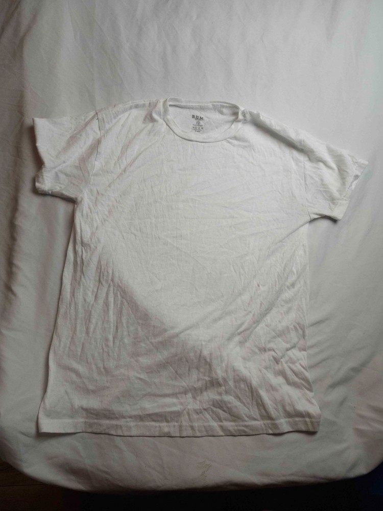 B.U.M. Equipment Plain White Tee T Shirt Mens Medium Crew Neck Essential Basics