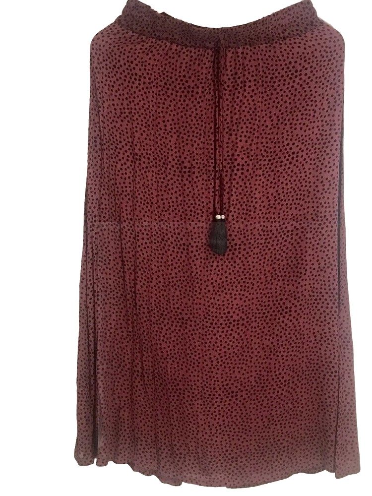 89th Madison pull on skirt VTG Boho polka dot peasant burgundi fall Women’s S