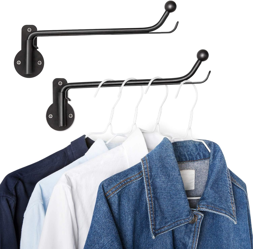 Wall Mounted Swing Arm Clothes Hanger Rack Metal Valet Hook Holder  