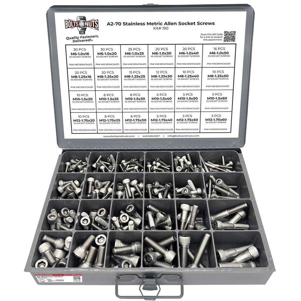Metric Stainless Steel Allen Socket Head Cap Bolts Screws A2 18-8 (304) Assortme