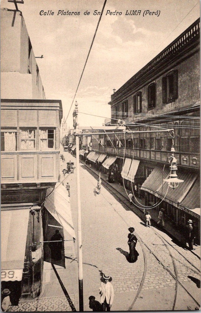 Dr Jim Stamps Postcard Calle Plateros De Sn Pedro Lima Peru Street Scene